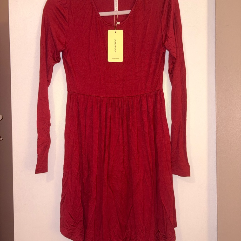 Long Sleeve Red Girls' Dress - Brand: Unknown